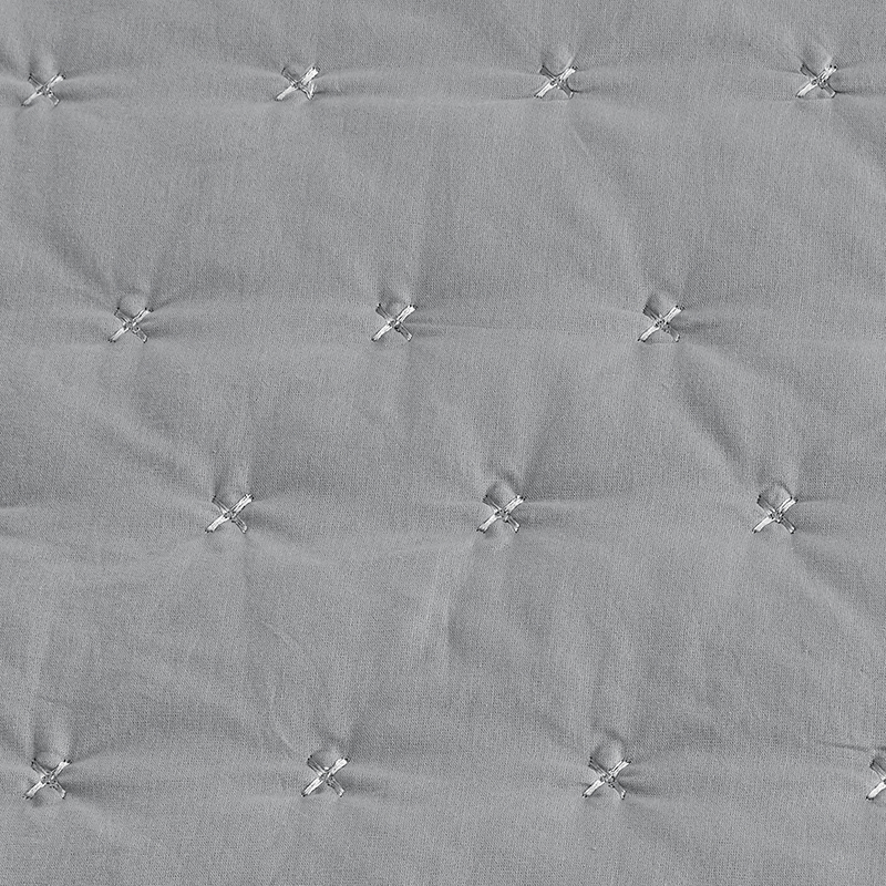 B00001 bróidnéireacht 3PCS sraith chuilt liath